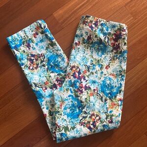EUC Counterparts High Waist Flat Front Ankle Pants Floral Print wSide Slit Sz M
